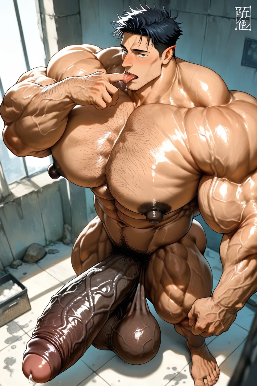 Hyper Giant Veiny Muascle Cock, Hyper Chest, Erection Penis AI Gay Porn