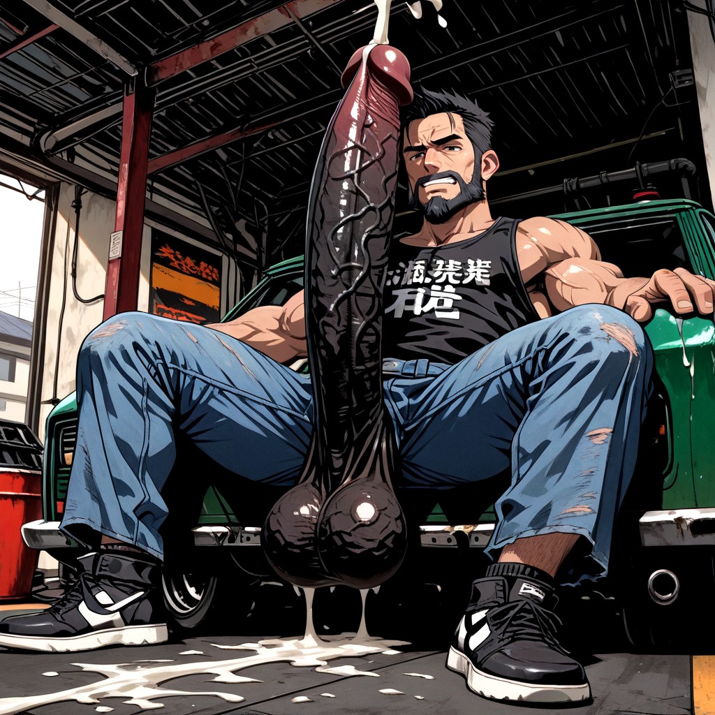 Male, Gigantic Oversized Hyper Penis, Detailed AI Gay Porn