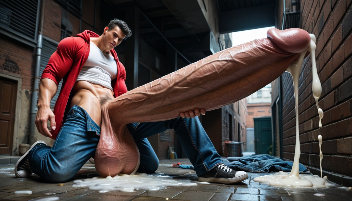 Gigantic Oversized Hyper Penis, Big Balls, Room Sized Macro Penis AI Gay Porn