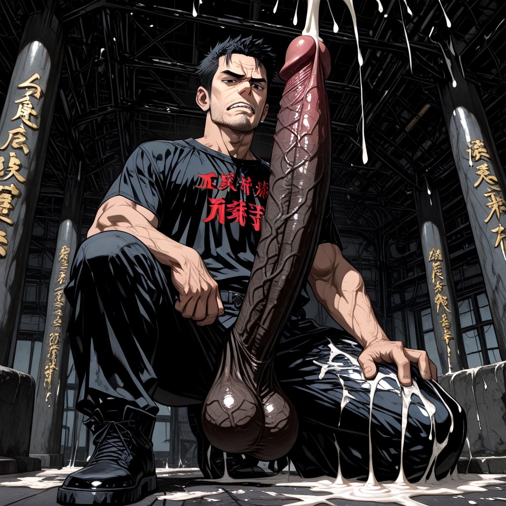 Gigantic Penis Thicker And Longer Than His Own Body, Clean Stubble, Gigantic Hyper Penis Wider Than His Own Body AI Gay Porn