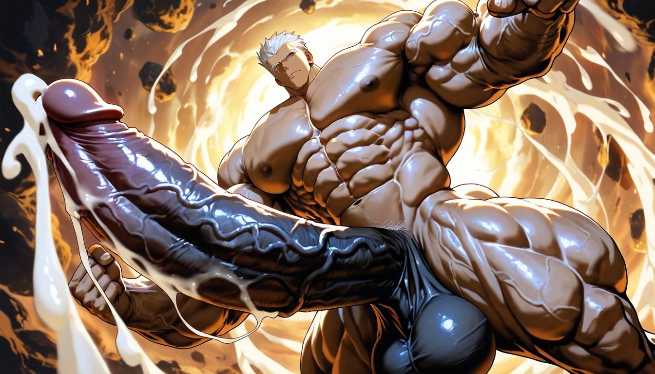 Hyper Exaggerated Gigantic Muscle Physique, Hyper-muscular, Masculine AI Gay Porn