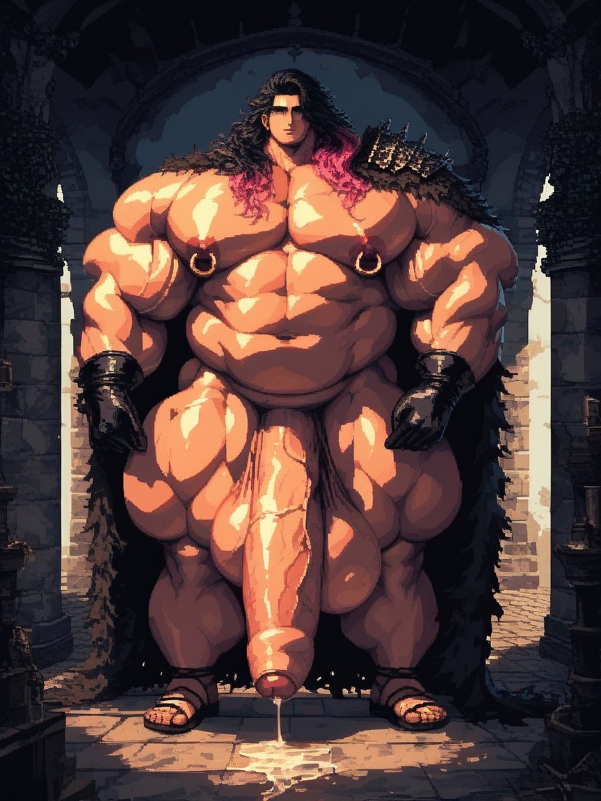 Warm Light, Extremely Large Ass, Hyper Genitals AI Gay Porn