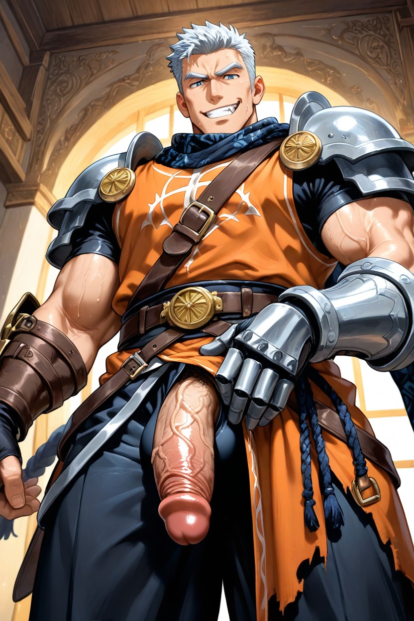 One Hand On Crotch Bulge, Sweaty, Throbbing Penis AI Gay Porn
