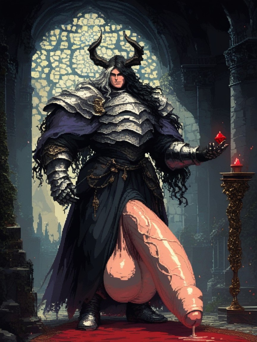 Flaccid Penis, Thick Waist, Holding Magic Gemstone AI Gay Porn