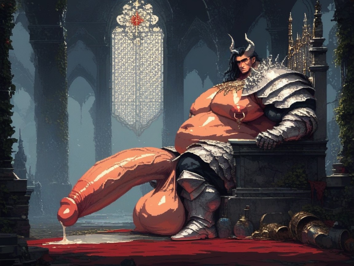 Extremely Long Gigantic Hyper Cock, Thick Fat Body, Demon Horns AI Gay Porn