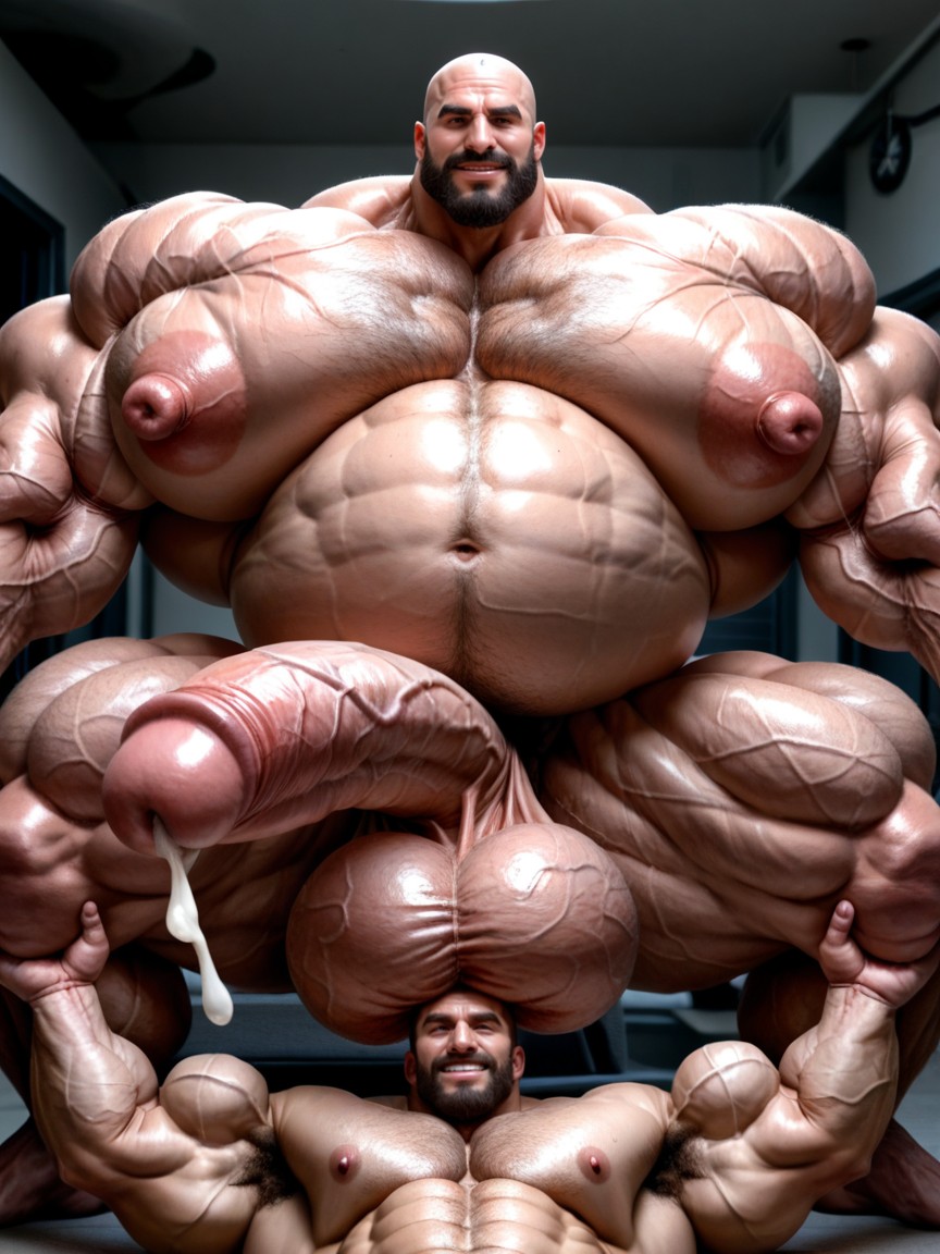Hyper Manly Gay, Muscles Grow Taut, Strong Jaw AI Gay Porn