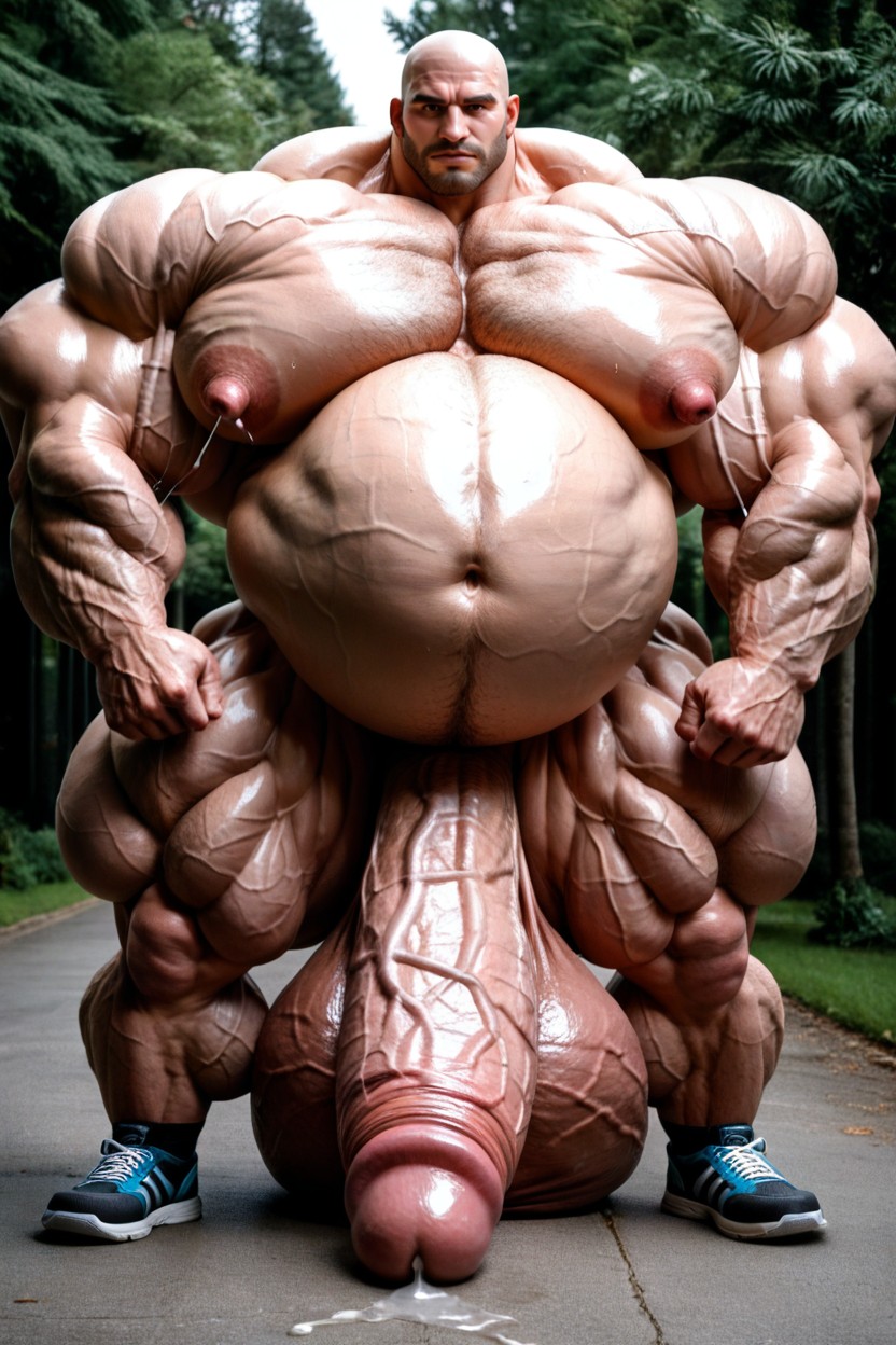 Nipples Gap Middle, Obese, Extreme Hyper Testicles AI Gay Porn