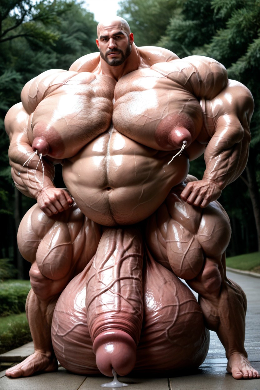 Hyper Wide Chin, 1 Person, Puffy Moist Nipples AI Gay Porn