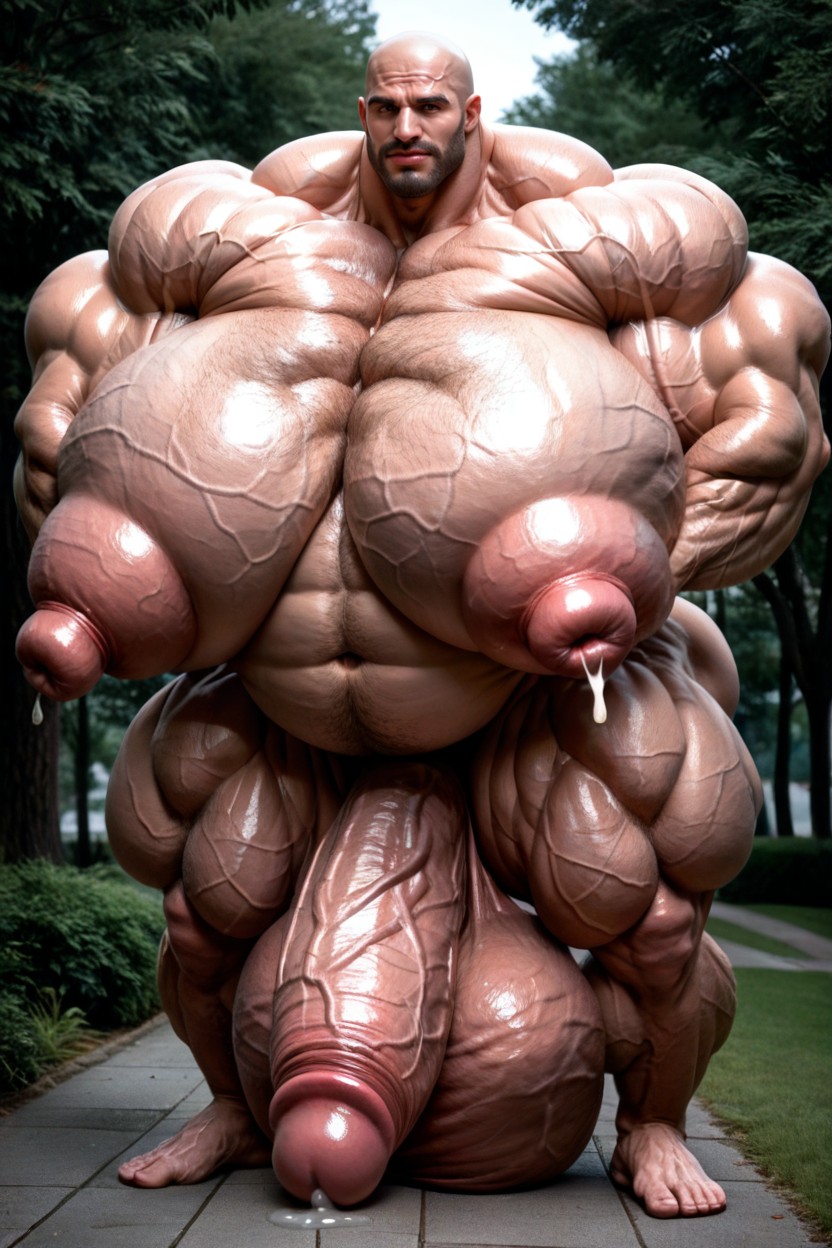 Hyper Veiny Forehead, Hyper Pumped Abdominal Muscles, Impossibly Massive Muscles AI Gay Porn