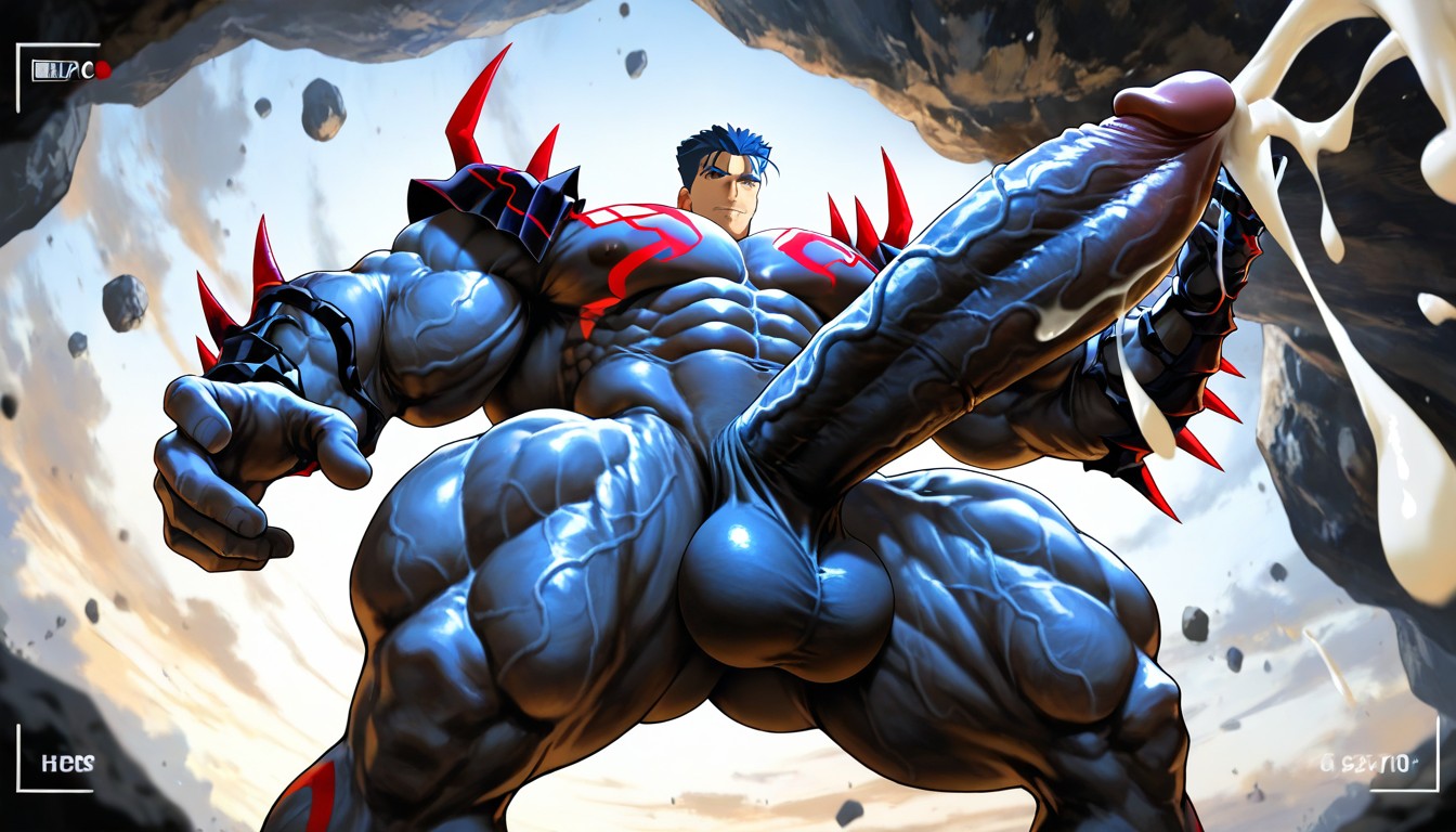 Oversized Muscles, Oversized Hyper Gigantic Cock, Deeply Etched Blocky Abs AI Gay Porn