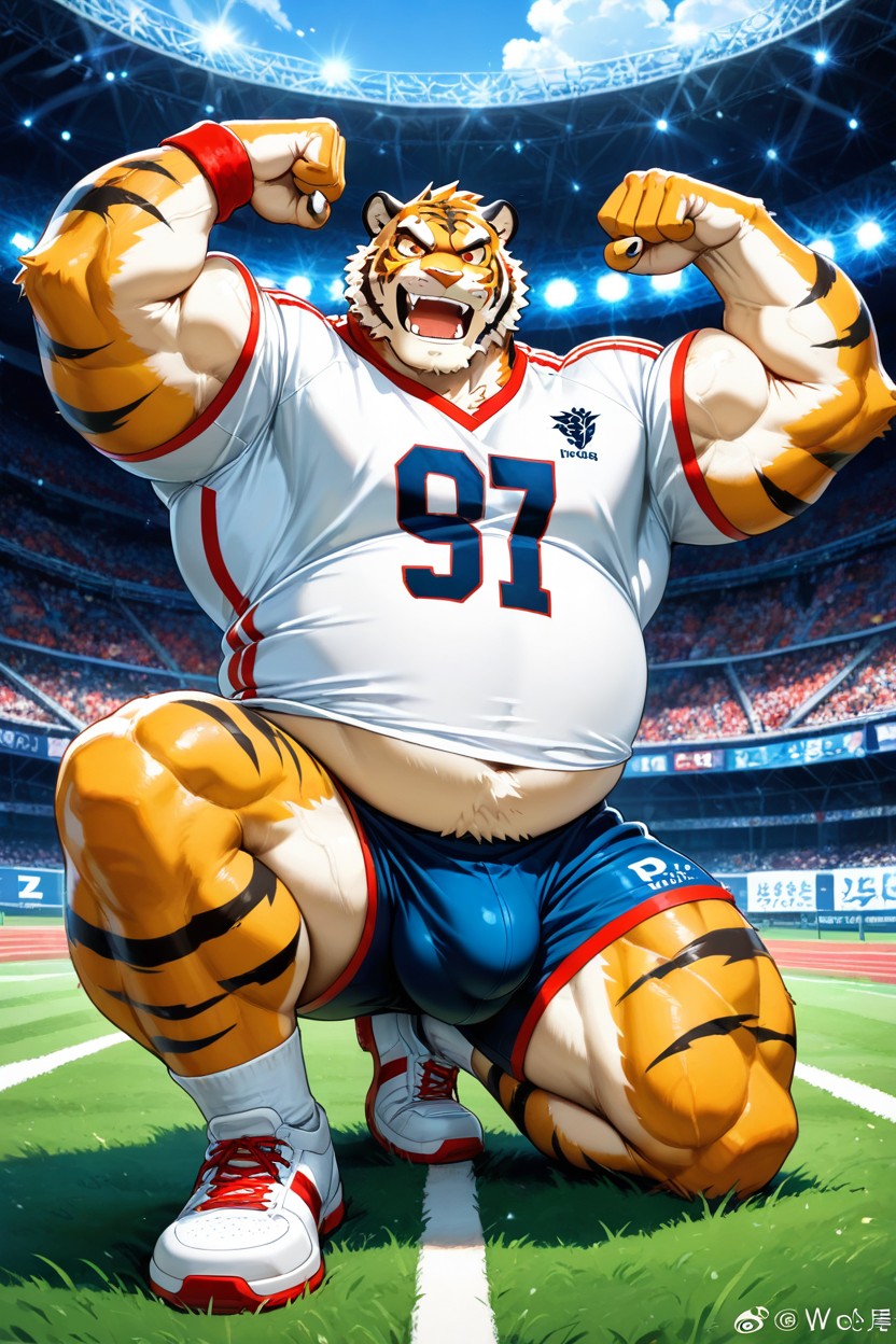 Stadium Background, Tiger, Open Mouth AI Gay Porn