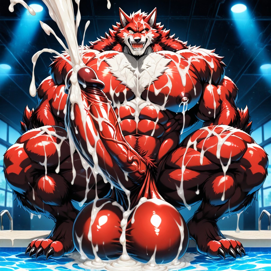 Huge Amount Of Cum, Cartoon Style, Pool Background AI Gay Porn