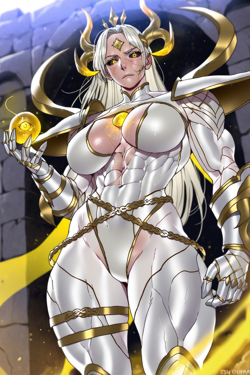 Majestic Golden Trim Lines On Armor Plates, Detailed Gauntlets, Culo Mediano Porno gay IA