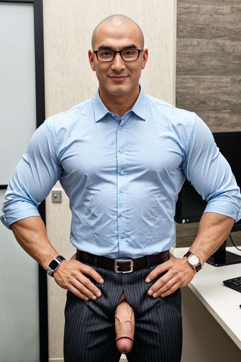 Office, Uncut Dick Size Moyen Downward, Moyen Flaccid Size Penis AI Gay Porn