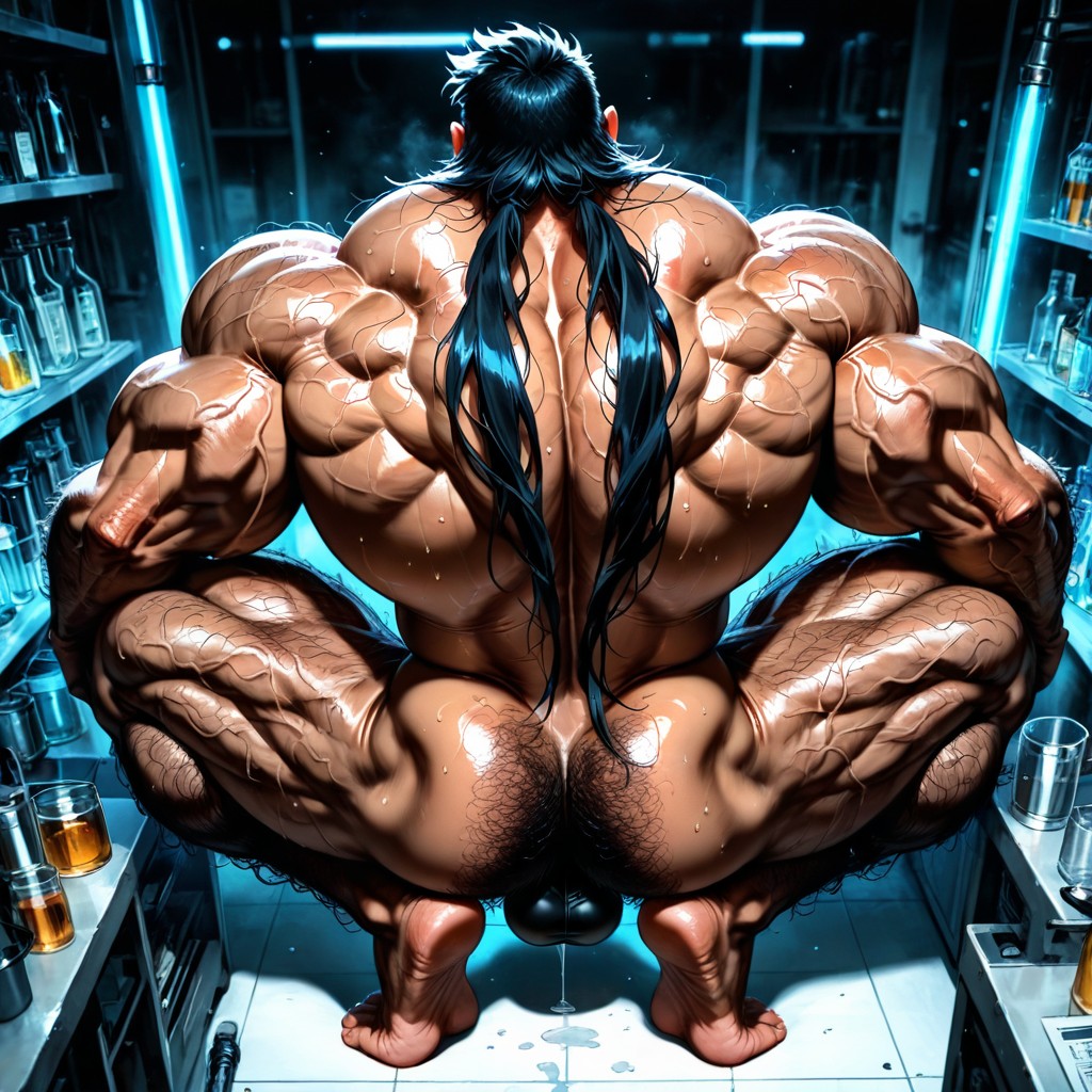 Very Sweaty And Oiled, Huge Hairy Pecs, Extreme Hairy Chest AI Gay Porn