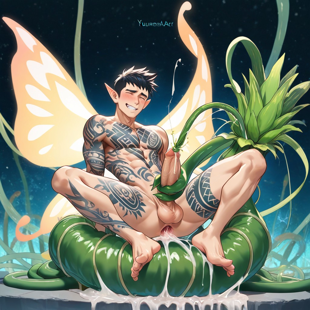 Plant Tentacles Squeezing The Plant Testicles Very Hard And Crushing Them, Fuckboy Is Male With A Man's Torso And Male Pecs Gay, Bara AI Gay Porn