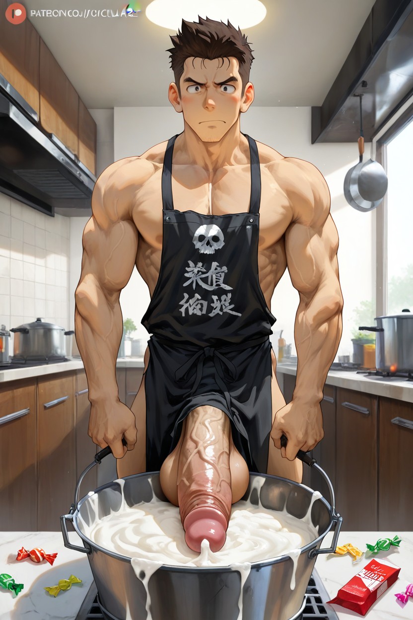 3 People, Apron, Beitemian Art Style AI Gay Porn