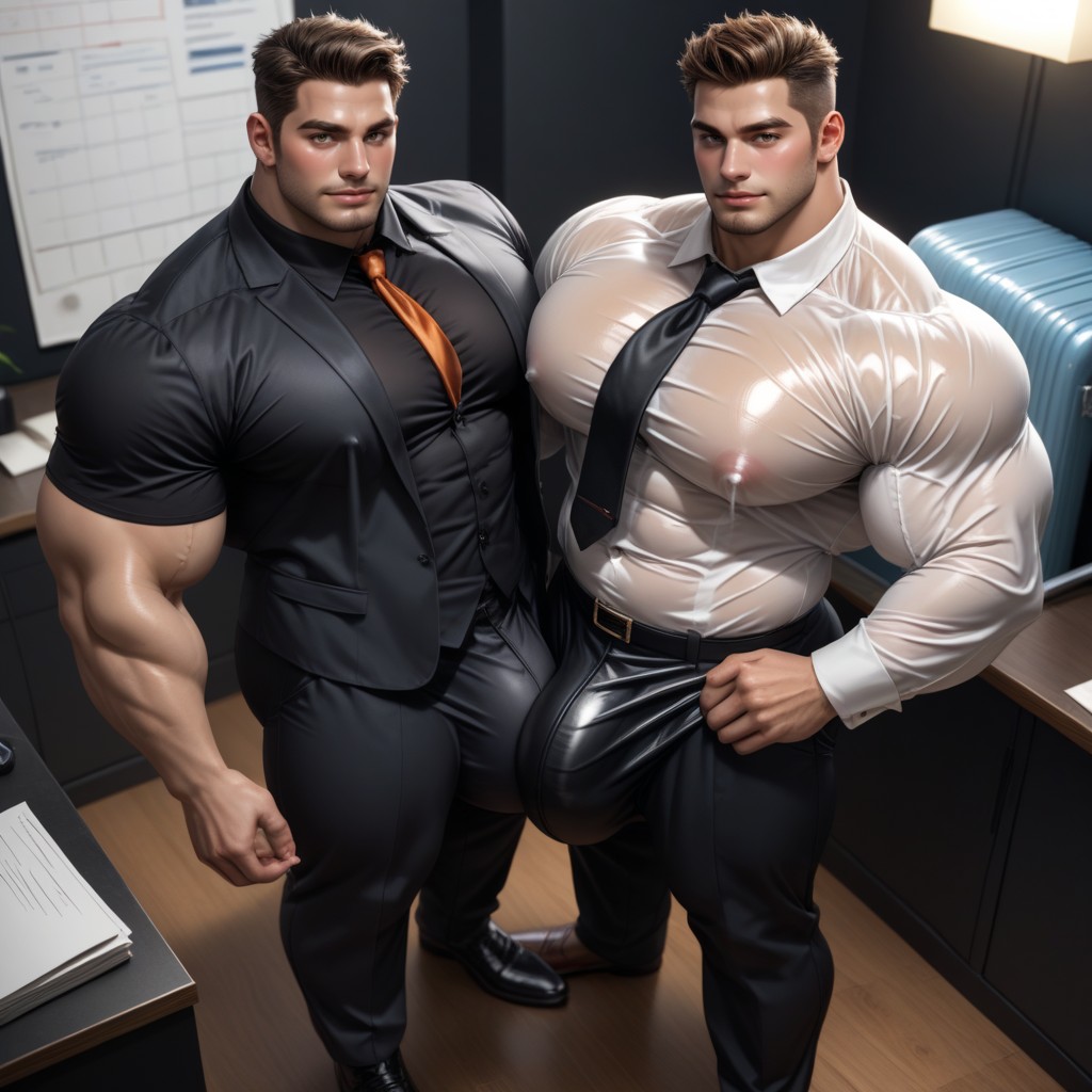 Next To Water Cooler, Big Thick Cock, Huge Erect Penis AI Gay Porn