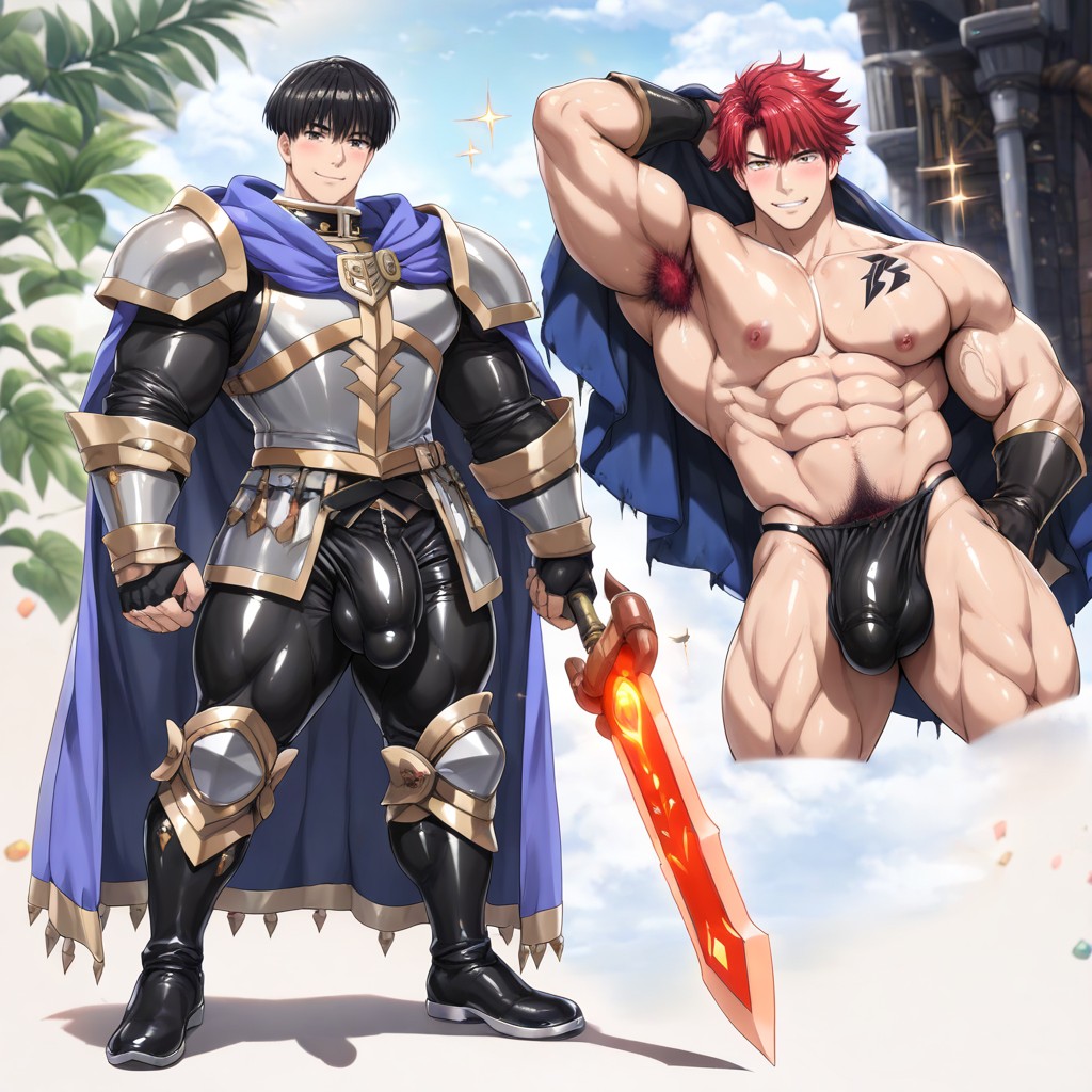 Thick Thighs, Full Body, A High-fantasy Korean Manhwa Style Illustration Of A Legendary Knight AI Gay Porn