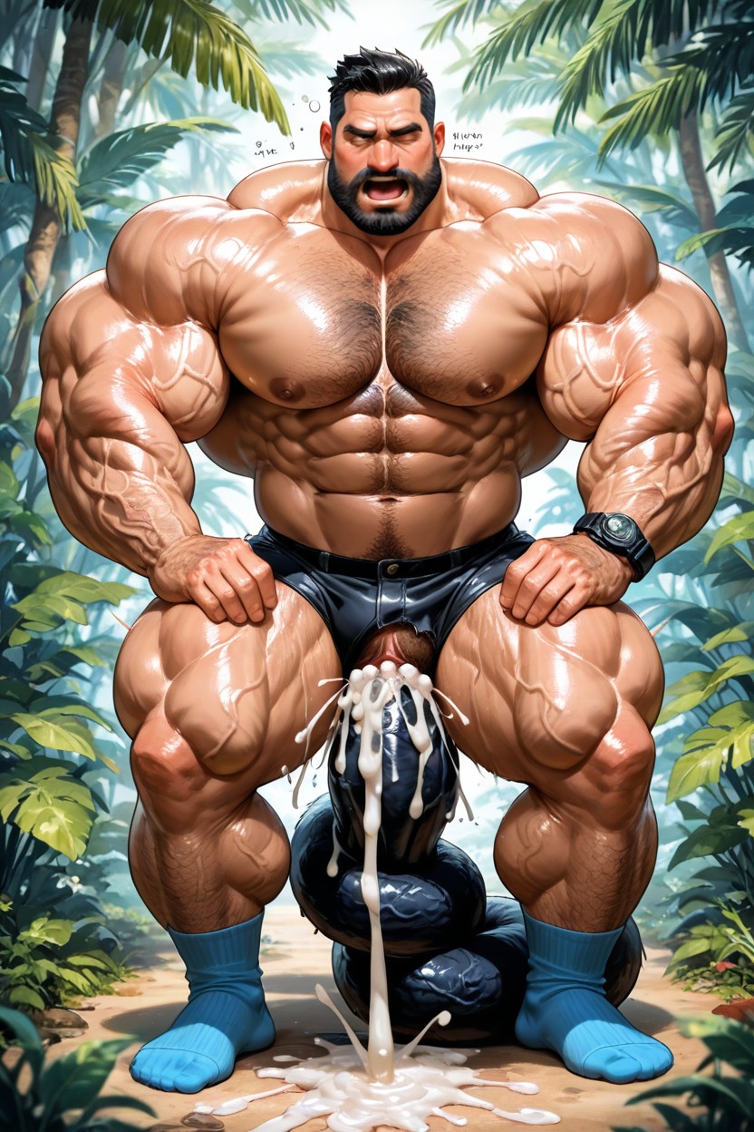 Explorer In Front Of The Man With A Tail, Two Man, Without Shoes AI Gay Porn