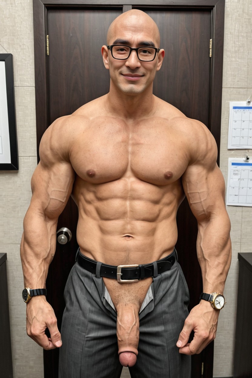 Massive Build, Wide Lats, Lazy Eye AI Gay Porn