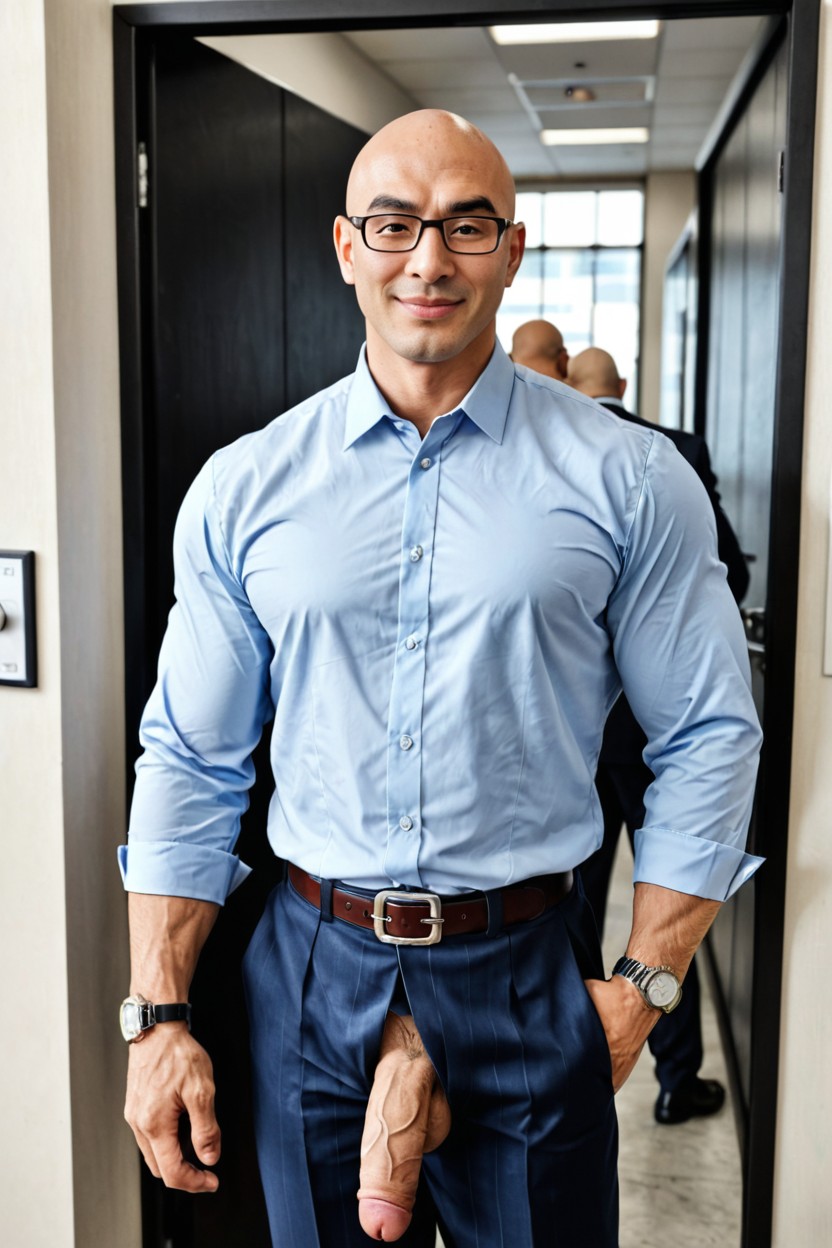 Slightly Suggestive Expression, Strong Jawline, Buttoned Sleeve Cuffs AI Gay Porn