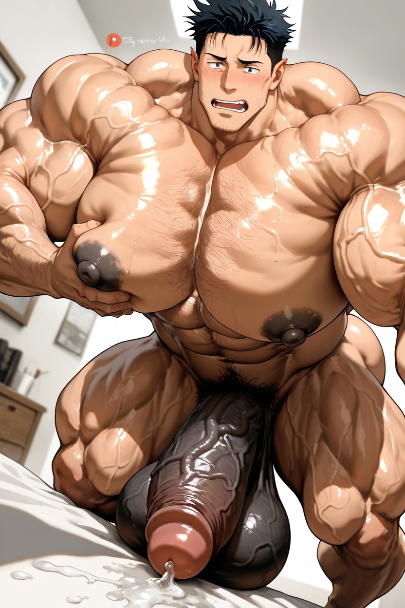 Oiled Skin, No Tits, Cumshot AI Gay Porn