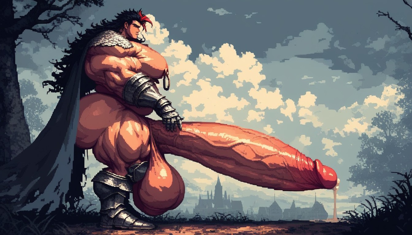 Huge Bulky Muscles, Long Cock, Armored Boots AI Gay Porn
