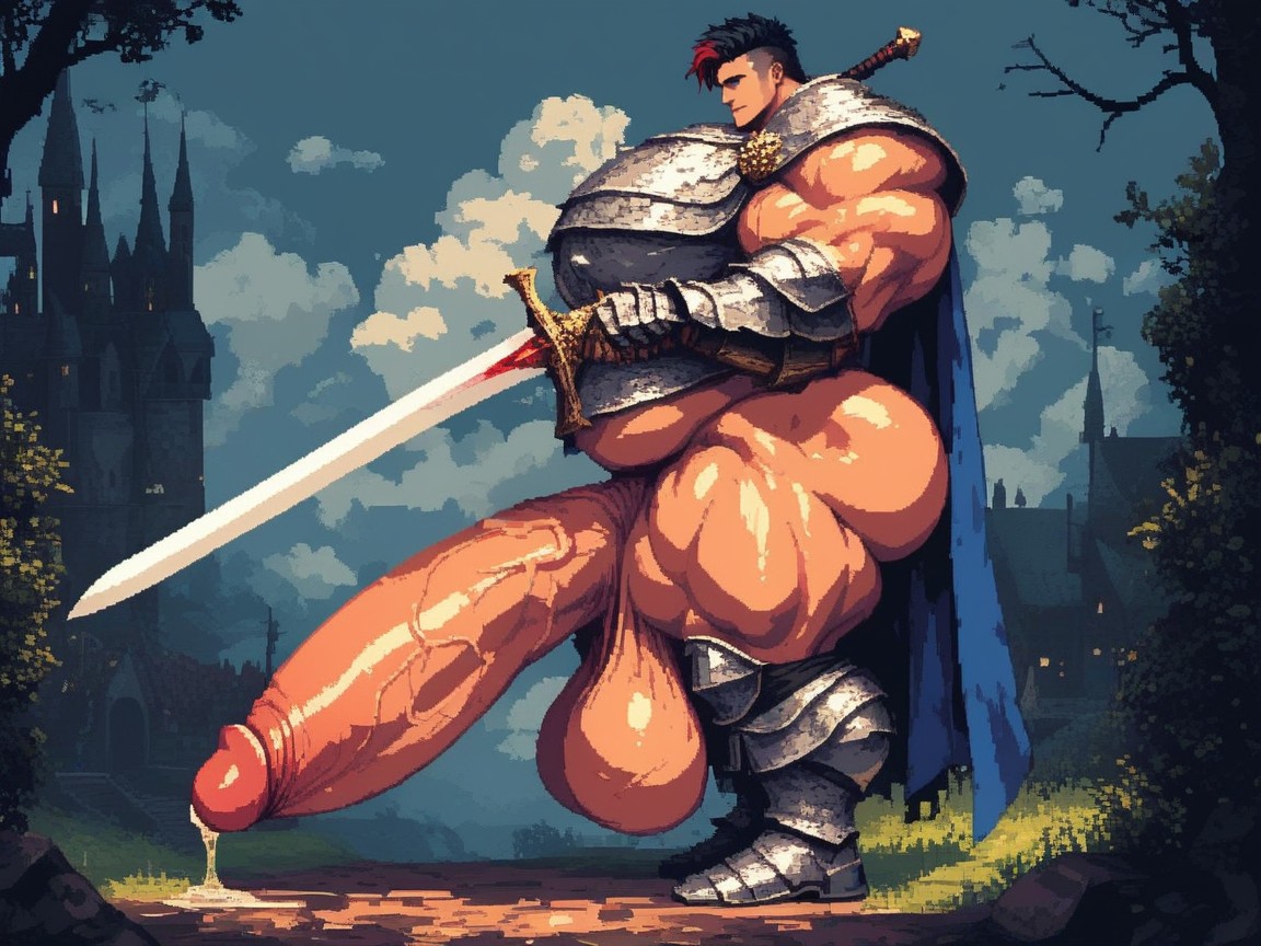 Hyper Huge Bulging Testicles, Naked, 18+ AI Gay Porn