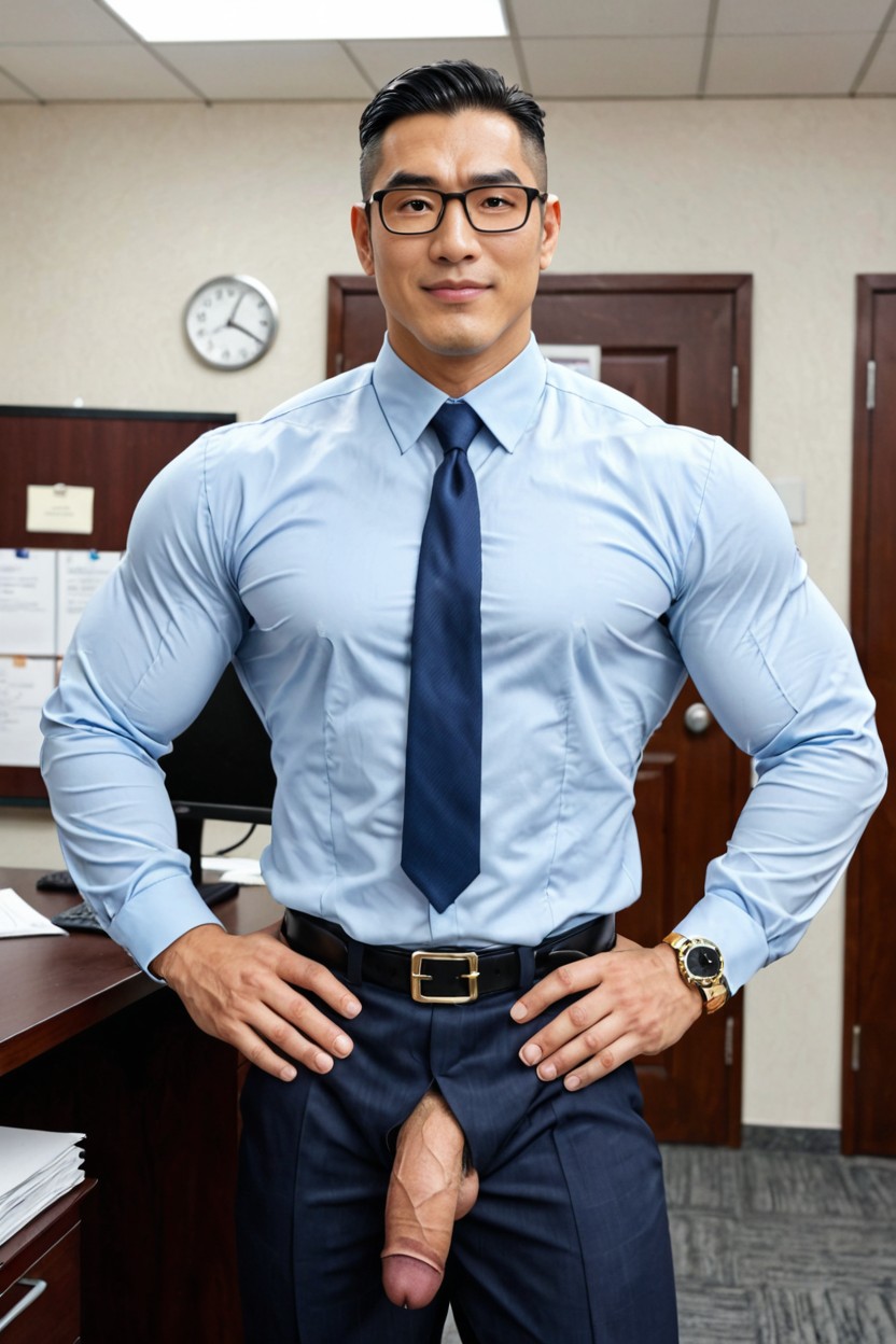 Trousers Worn Normally At The Natural Waist, Distorted Eyes, Confident Gaze AI Gay Porn