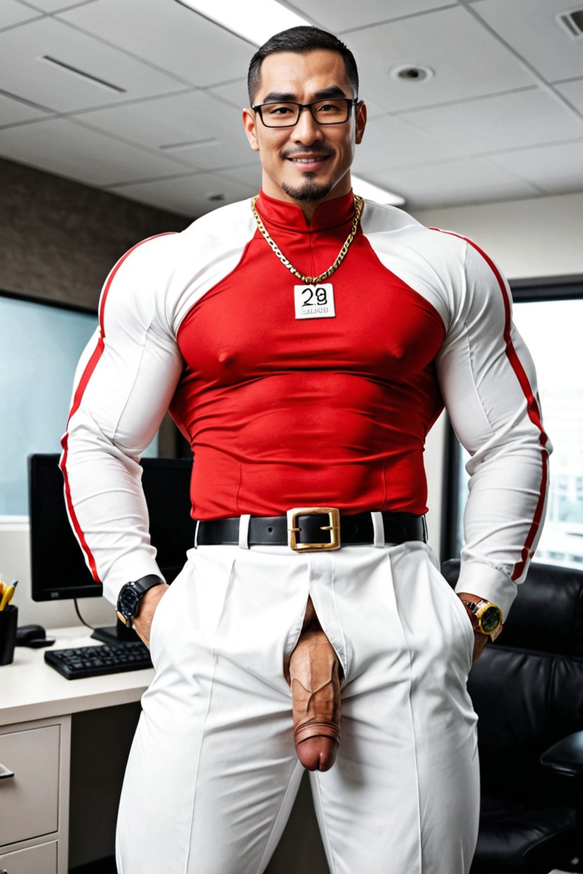 Simple Minimalist Design, Heavy-lidded Eyes, Belt Fastened AI Gay Porn