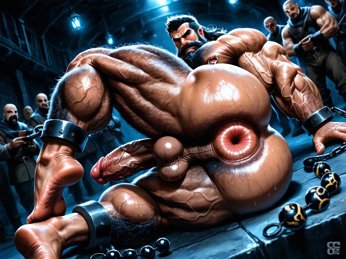 Square Jaw, Model, Very Sweaty And Oiled AI Gay Porn