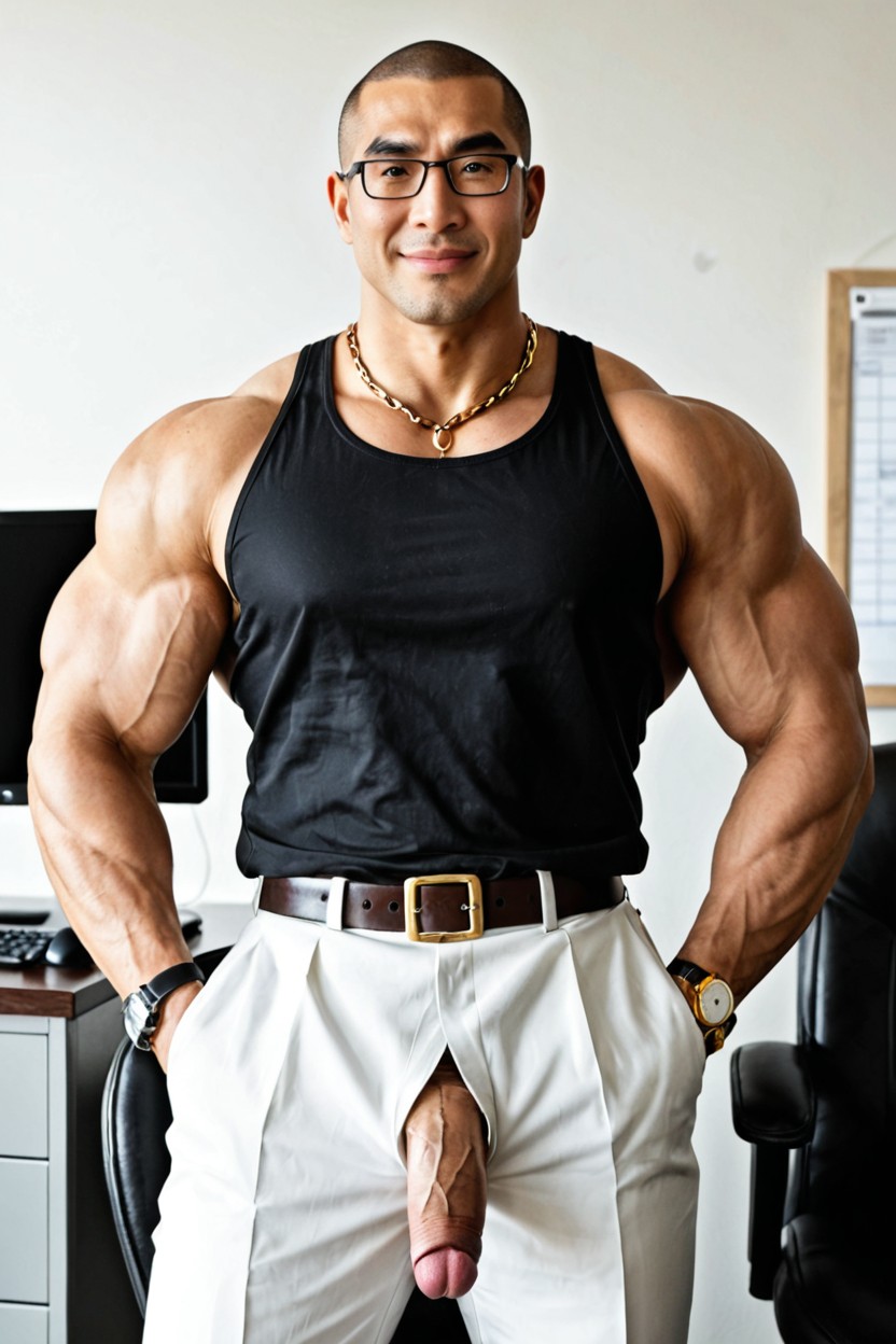 Bare Torso, Front Closure Completely Secured, Arms Behind Back AI Gay Porn
