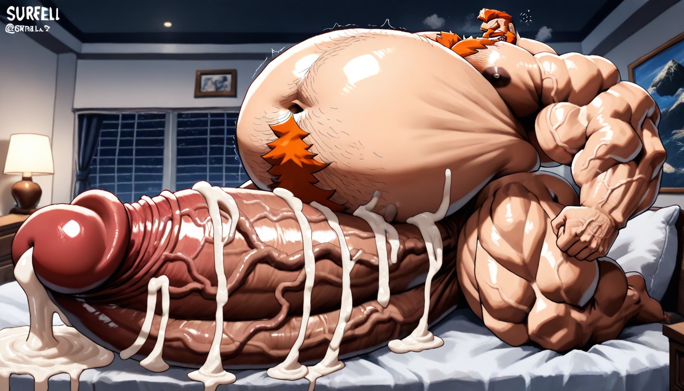 Surreal Absurd Impossible Gigantic Cock Size, Oversized Hyper Gigantic Penis, Cumshot AI Gay Porn