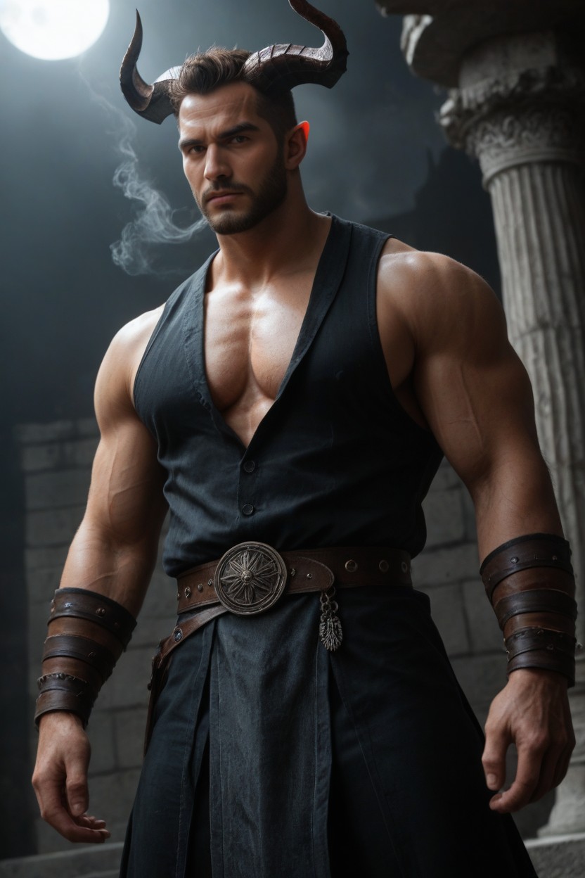 Dark Skin, Smoke, Intimidating Expression His Face Looks Mature Porno gay IA