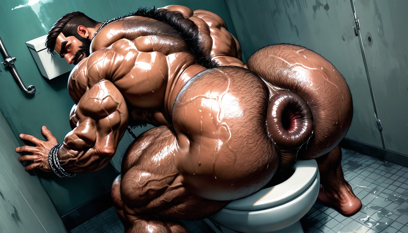 Bodybuilder, Dark Brown Skin, Veiny Arms Porno gay IA