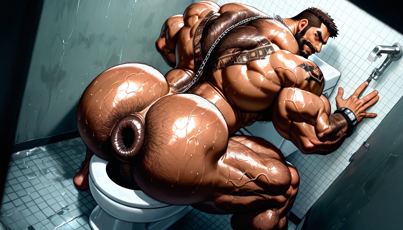 Muscular Ass, Thick Eyebrows, Hyper Muscular Body AI Gay Porn