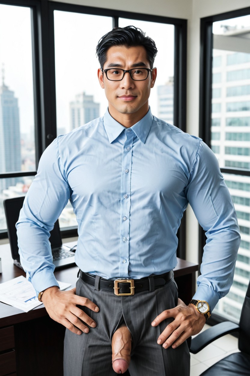 Non-prescription Glasses, Thick Arms, Misplaced Eyes AI Gay Porn