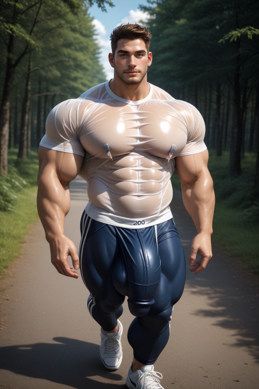 Thick, Big Muscles, Clean Shaven Face AI Gay Porn