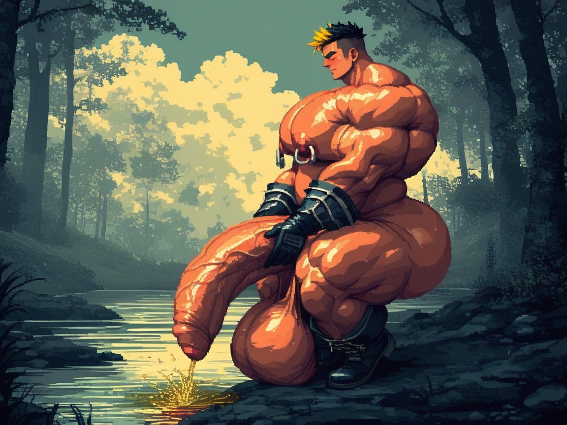 Masculine Chest, Huge Bulky Muscles, Pony Cock AI Gay Porn