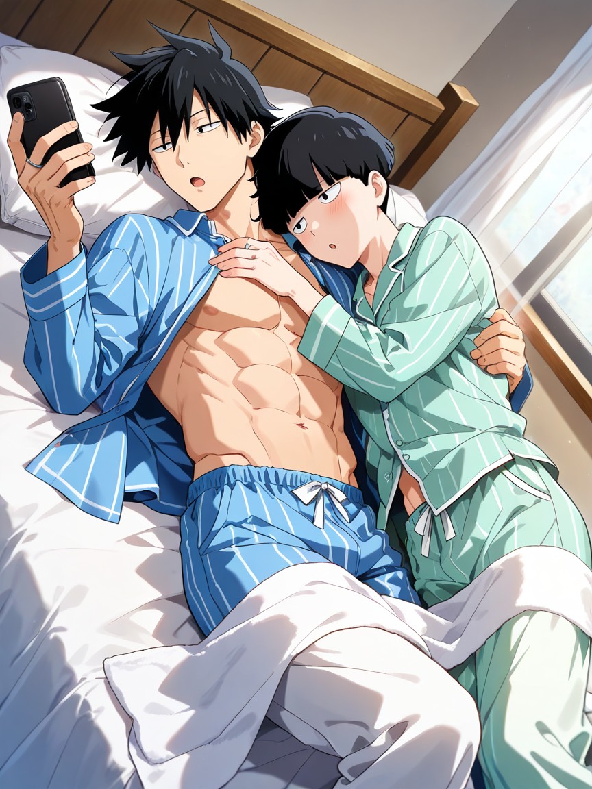 25+, Sheer Curtains, Cuddling AI Gay Porn