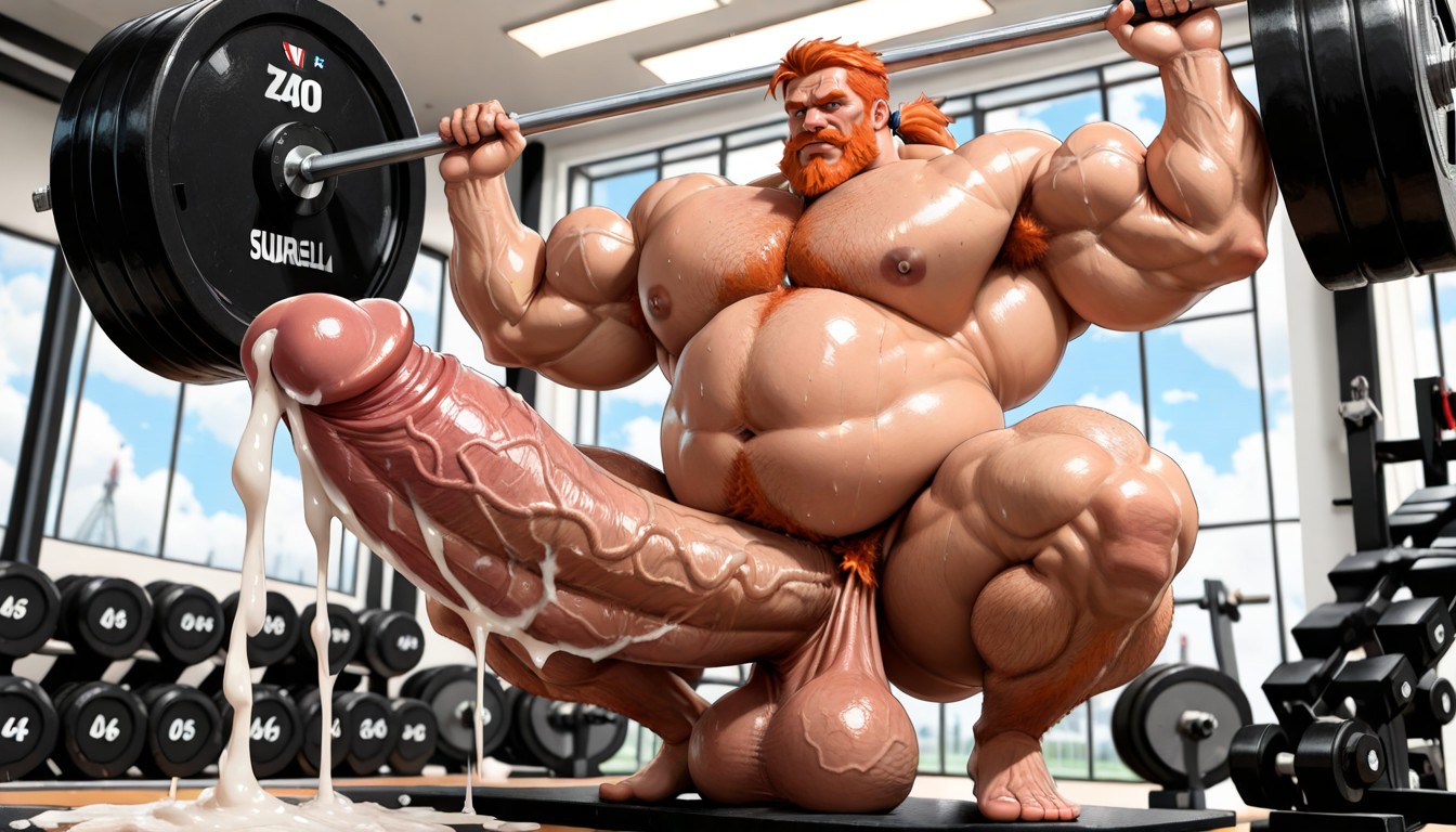 Impossibly Girthy Macro Penis, One Person, Gigantic Biceps AI Gay Porn