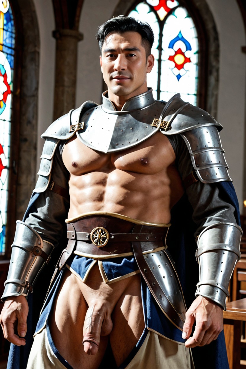 Medieval Fabric Pants, Medieval European Style Medieval Padded Trousers, Armored Chest AI Gay Porn