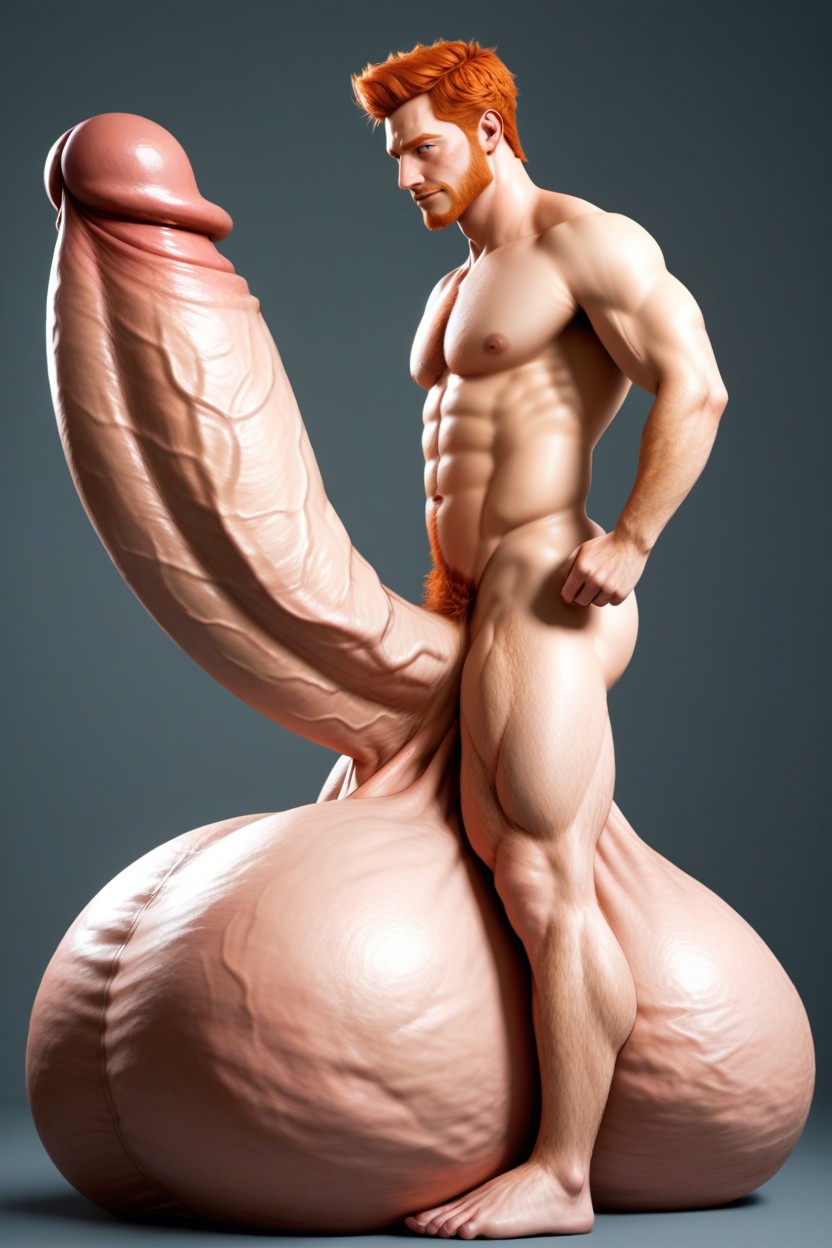 Facial Freckles, Extreme Massive Hyper Penis, 1 Person AI Gay Porn