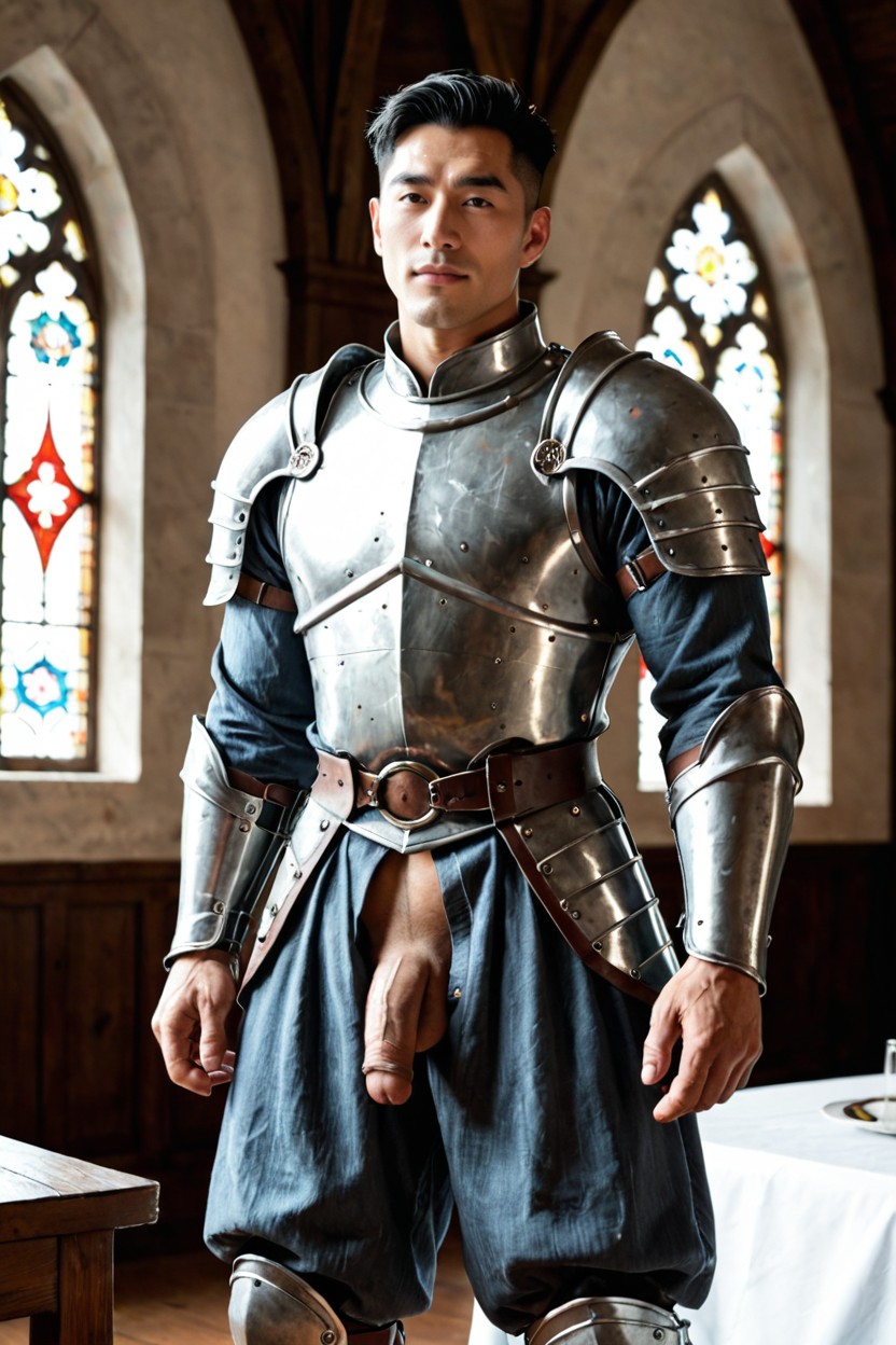 Loose Medieval Fabric Trousers, Oversized Muscles, Bubble Butt AI Gay Porn