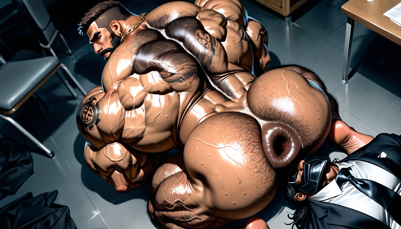 Long Strong Neck, Square Jaw, Sweaty AI Gay Porn