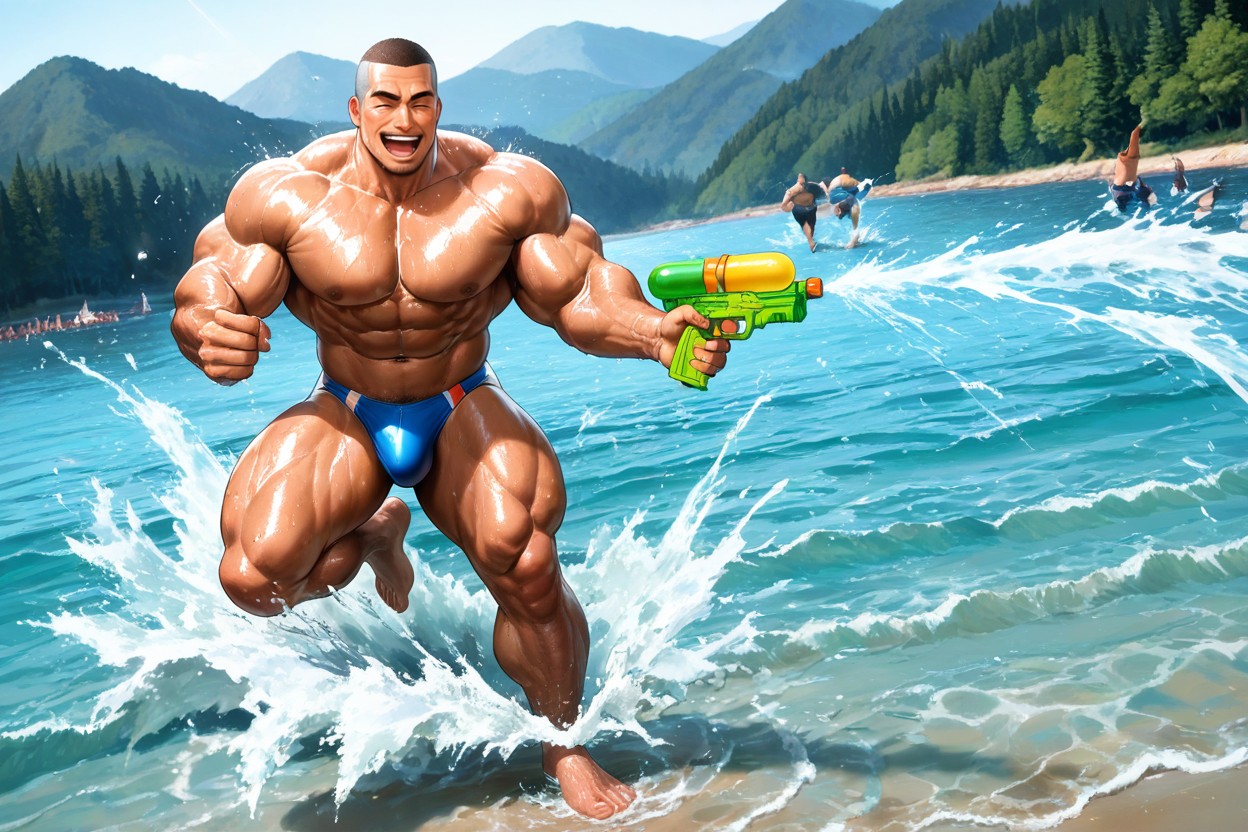 Spray, Silver Hair, Short Length AI Gay Porn