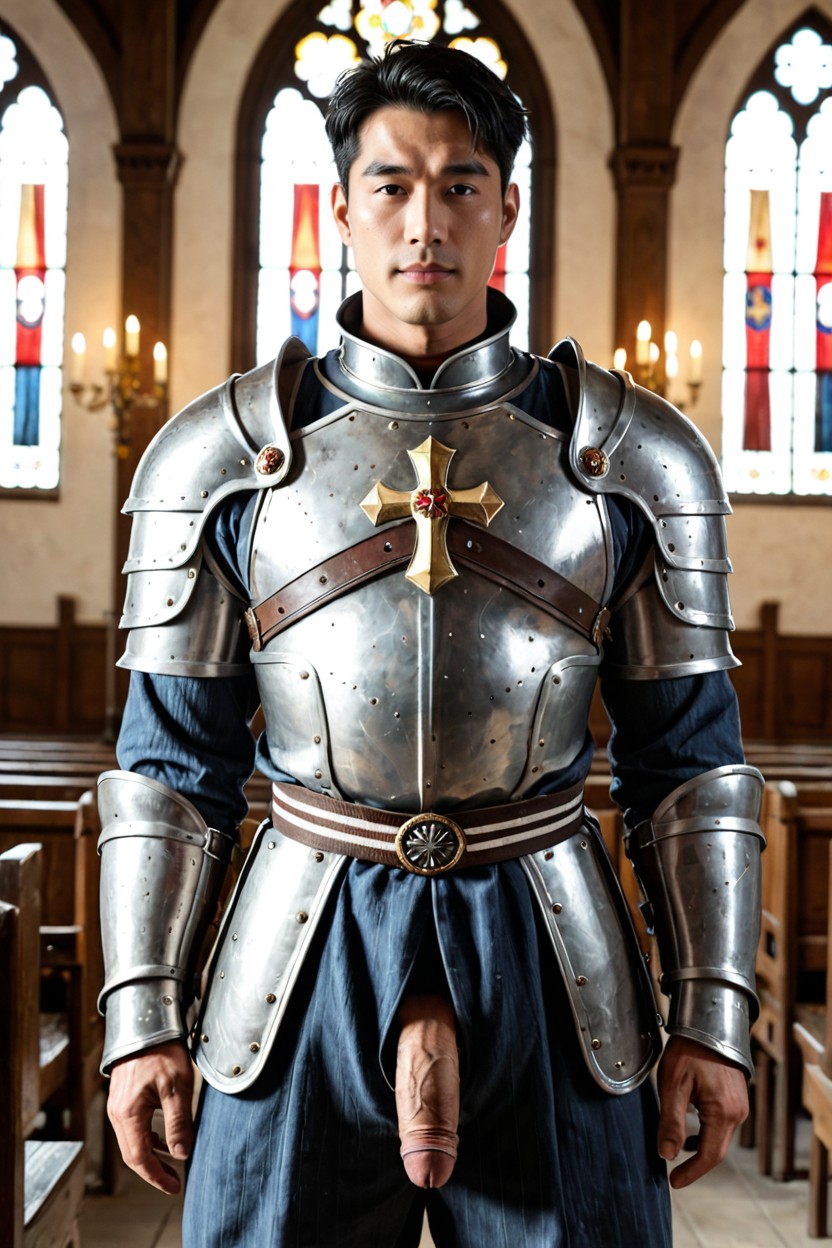 Muscles, Armored Chest, Medieval Fabric Pants AI Gay Porn