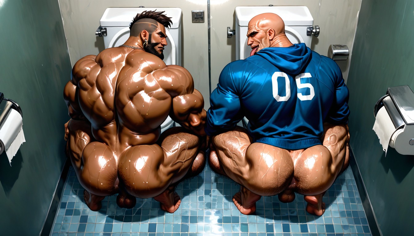 Detailed Muscles, Hairy Legs, Side View AI Gay Porn