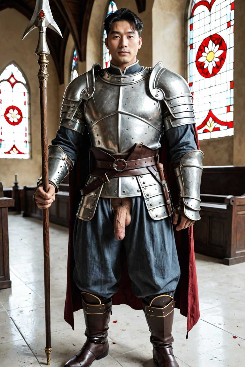 Trousers Hole Font, Armored Arms, Very Broad Shoulders AI Gay Porn